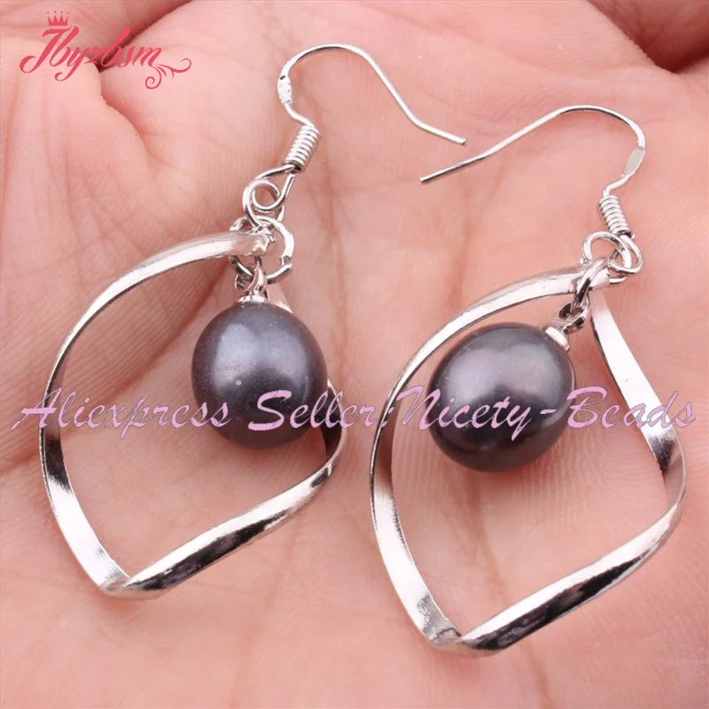 9x11mm Twist White Pink Purple Black Elegant Natural Freshwater Pearl Dangle Hook Earring 1 Pair for Wedding Party Anniversary