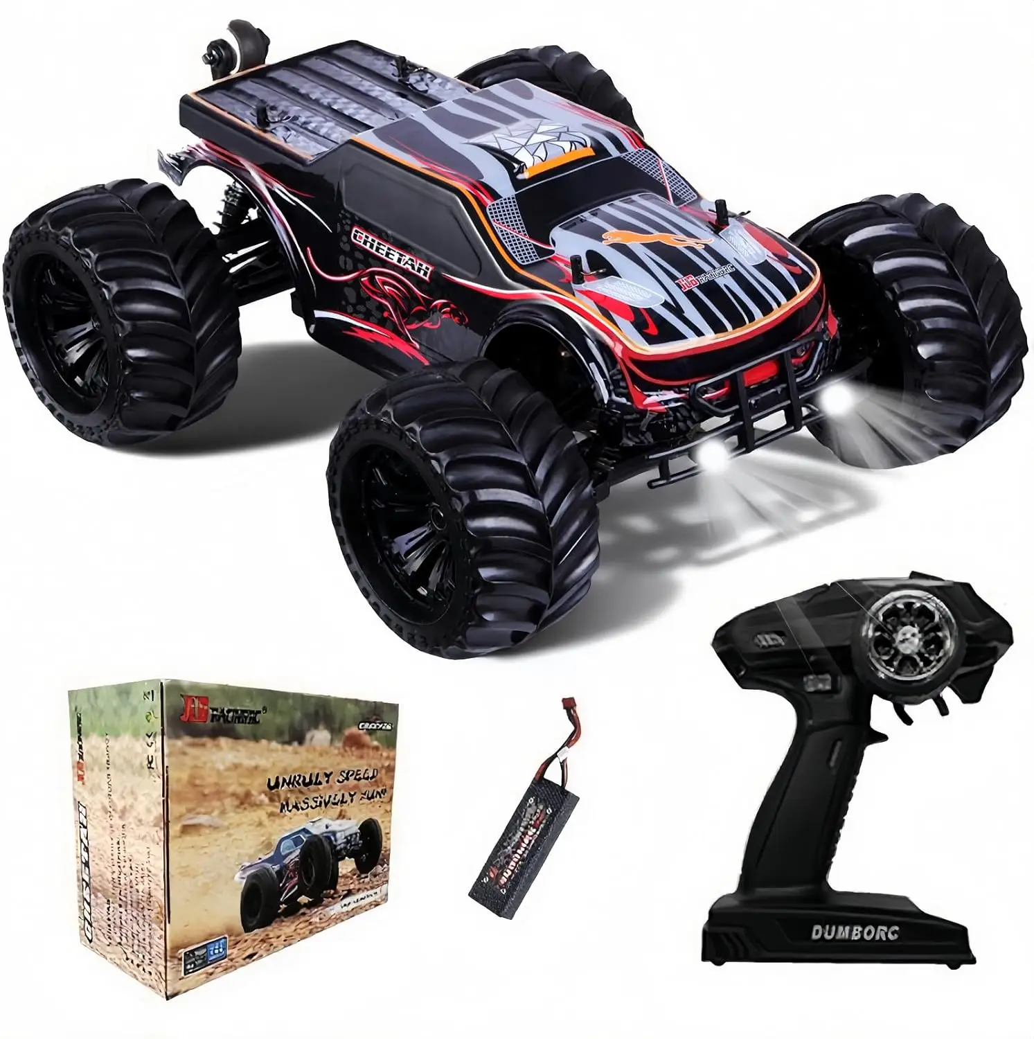 Electric Remote Control 1/10 Scale 4WD Off-Road Monster Truck, Ready-to-Run Brushless Motor, Speeds Over 50 mph, 2.4GHz Radio Controlled Racing Vehicle, IPX7 Waterproof for Adults