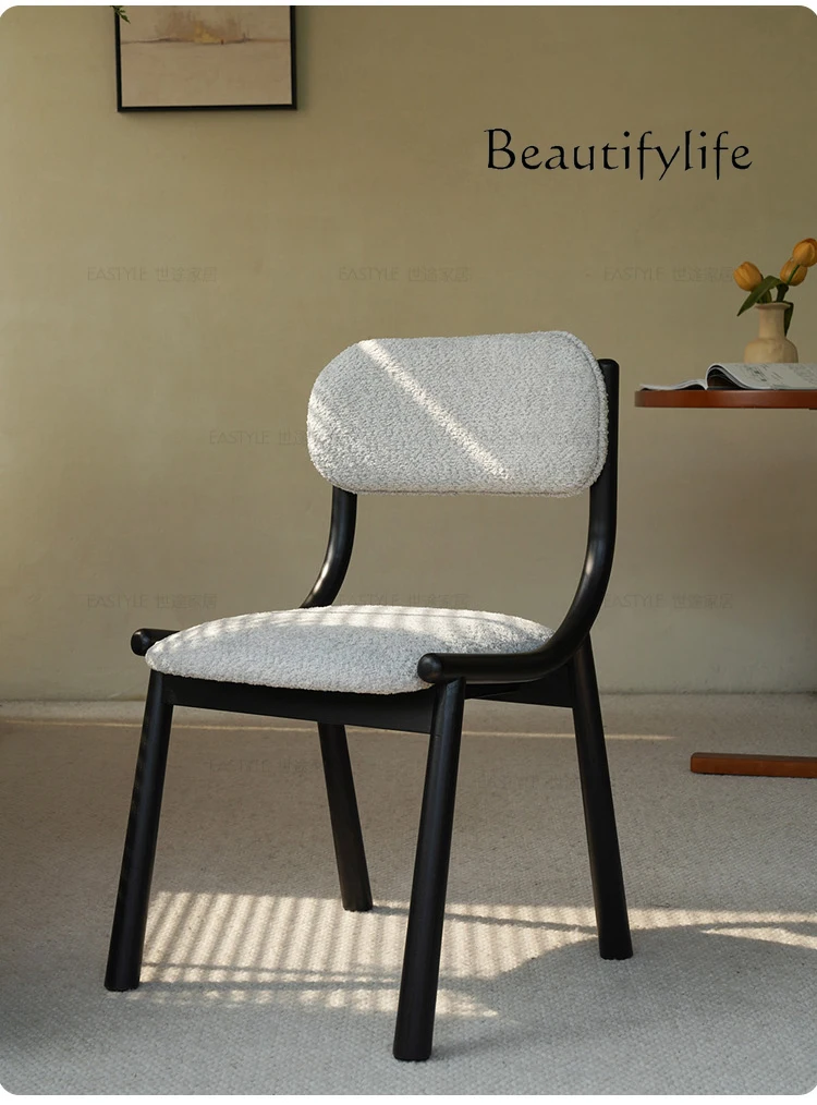 

Medieval Premium Solid Wood Dining Chair Home Simple Casual Chair Nordic Backrest Black French