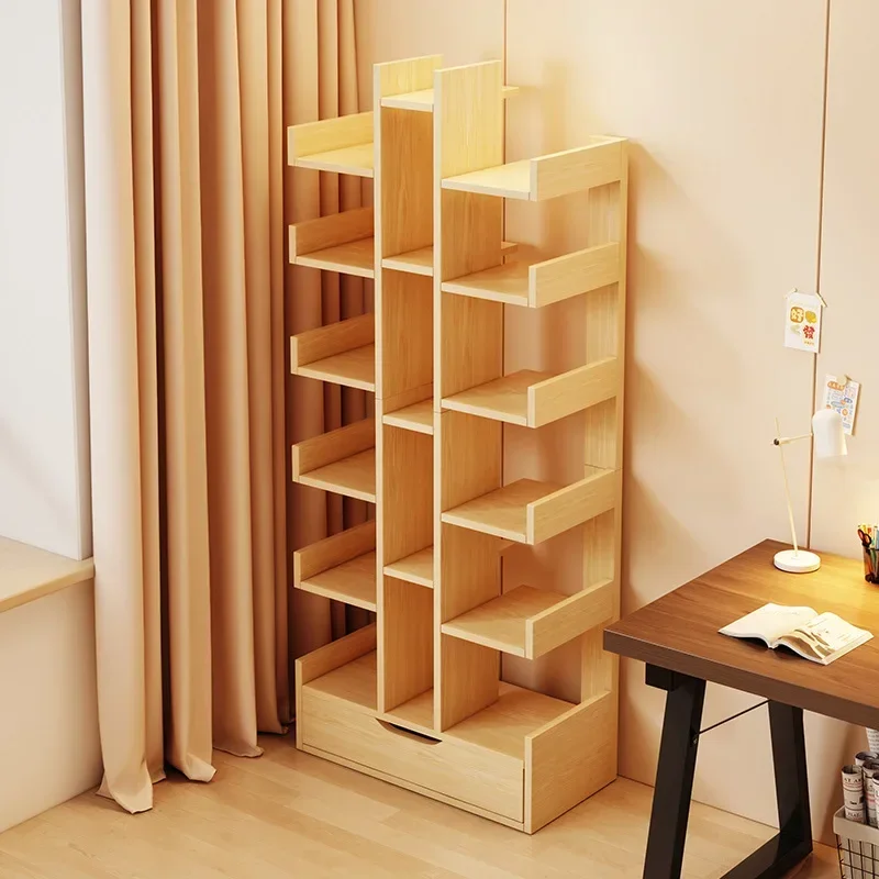 

Книжная полка для гостиной, шкаф из цельного дерева, офисная простая современная книжная полка, многоуровневая напольная стойка для хранения, книжные полки