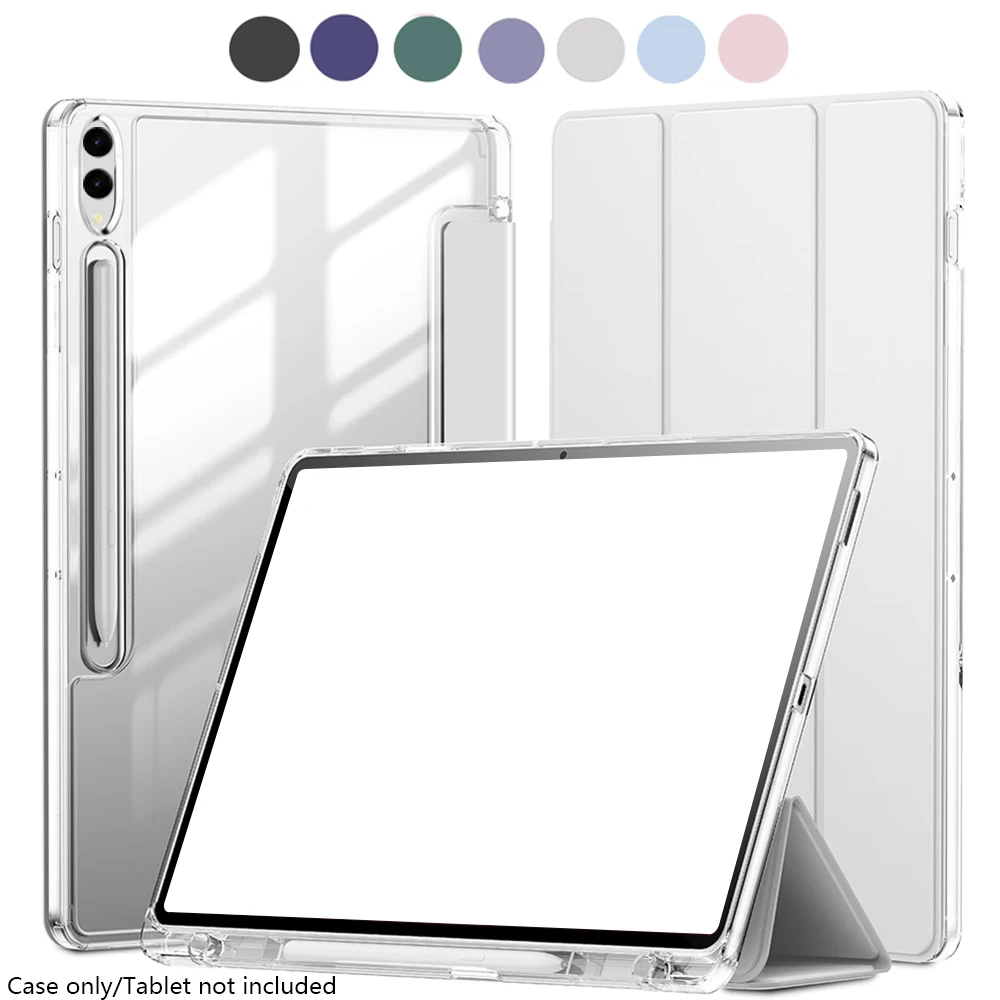 Clear Crystal Tablet case for Samsung Tab S9 FE Plus S10 Plus, Clear Back and TPU Shockproof Frame Cover With Pencil Holder