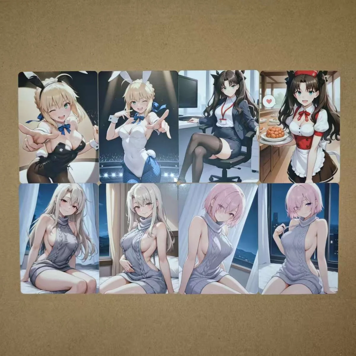 8-pecas-conjunto-sexy-card-nsfw-bunny-suit-maid-dress-saber-tohsaka-rin-matou-sakura-illya-diy-ptcg-animation-collection-card-18