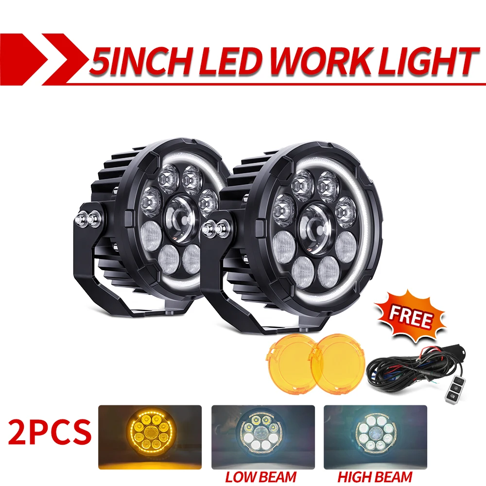 CO LIGHT Motorfiets 5 inch LED Werklamp Hoog-Laag Licht LED Aanvullende Verlichting Strobe 3500K 6500K Voor 4x4 off-road gebruik SUV 12V 24V