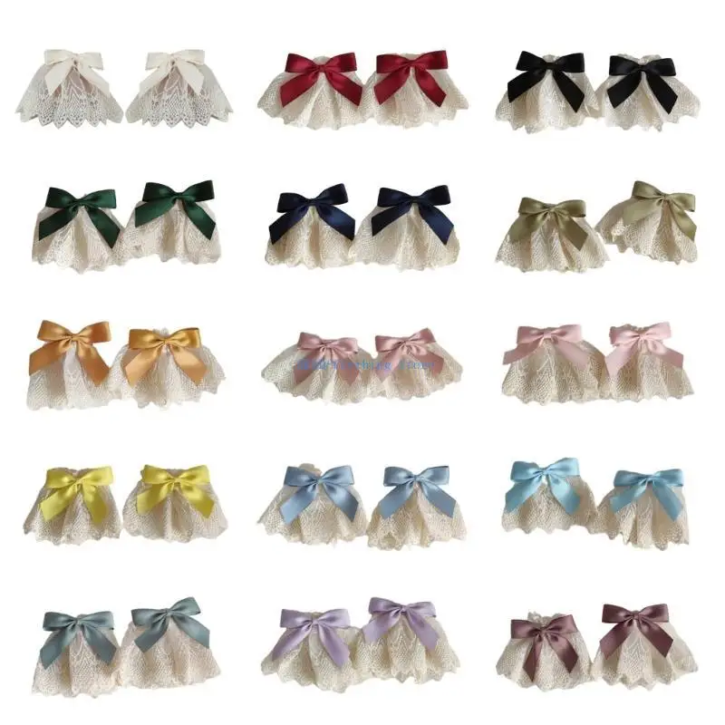 N0PE Phụ nữ Cổ tay Cuffs Ren có thể tháo rời xù