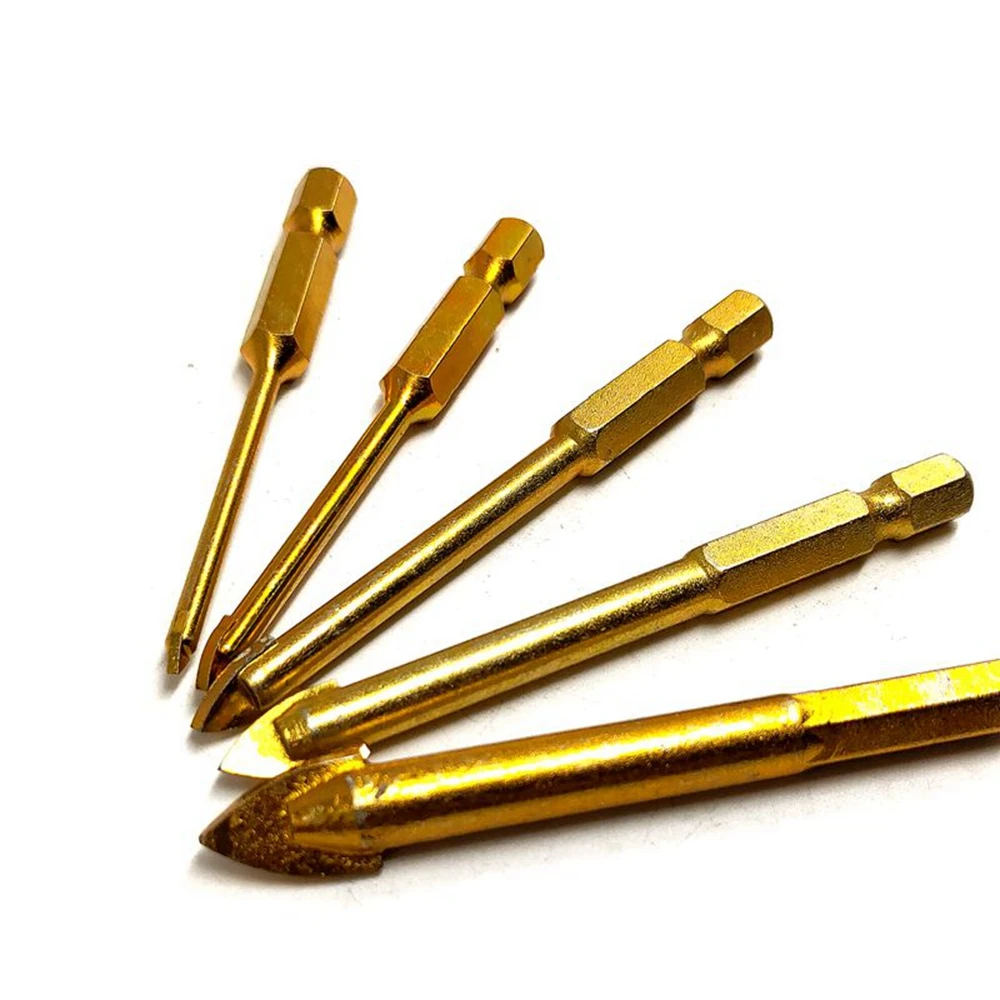 5Pcs Multifunctional Glass Drill Bits Set 3mm 4mm 6mm 8mm 10mm Hex Shank for Ceramic Tile Marble Mirror Glass Cutter