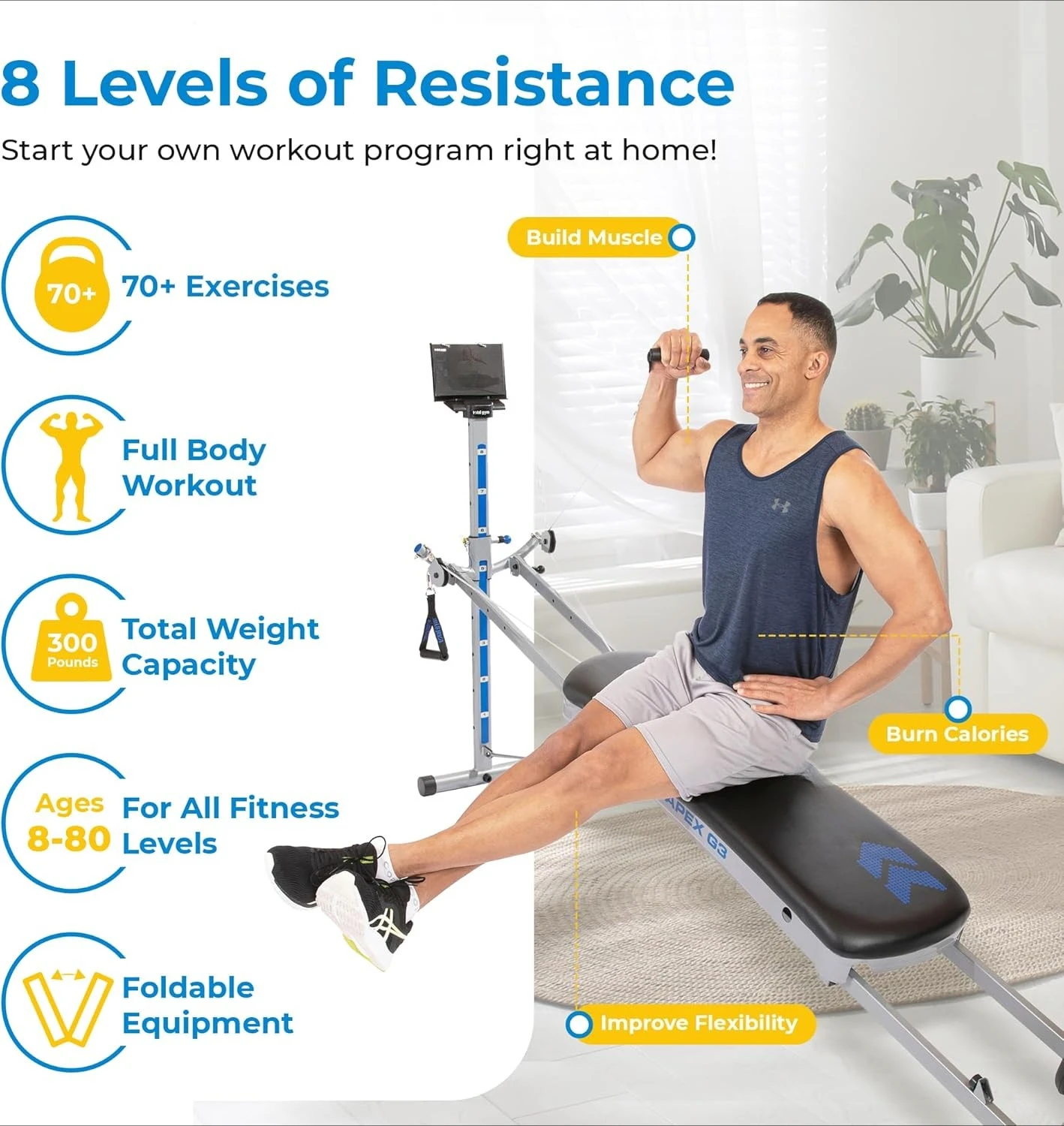 

APEX Versatile Indoor Home Gym Workout Total Body Strength Training Fitness Equipment