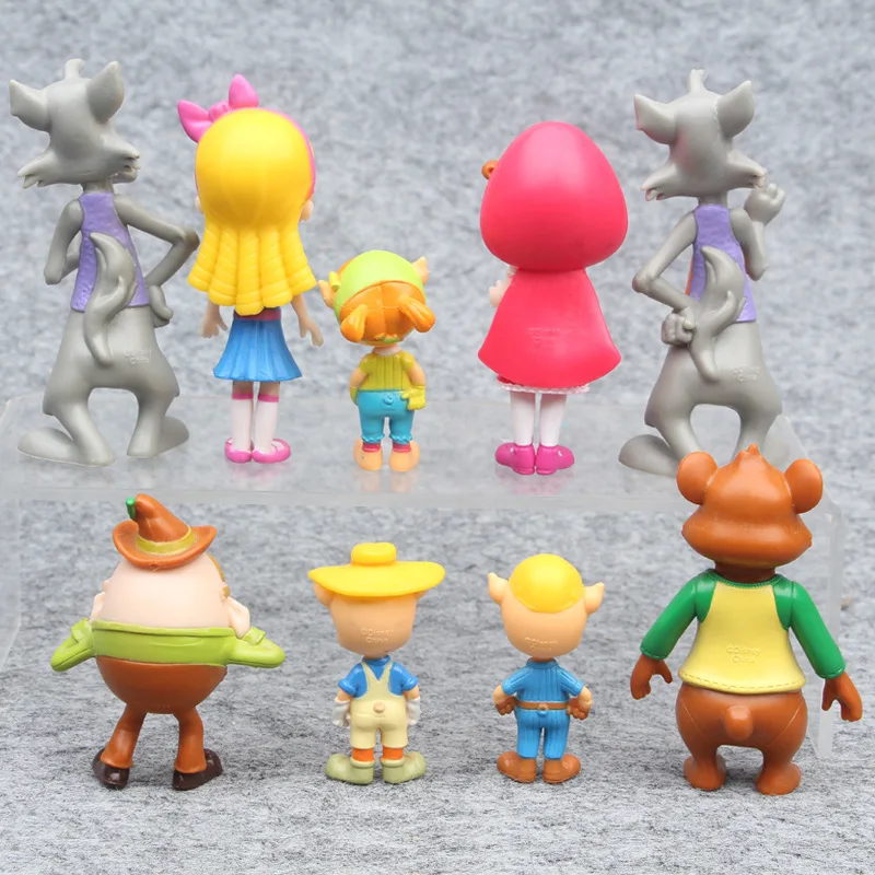 9 قطعة/المجموعة الكرتون لطيف Goldie الدب Goldilocks والثلاثة الدببة الكبيرة سيئة الذئب ليتل الأحمر ركوب هود التماثيل الديكور الحرف