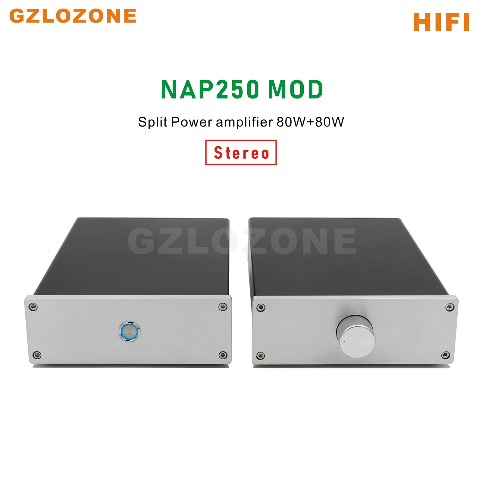 

Split HIFI NAP250 MOD 2SC5200 Stereo Power amplifier 80W+80W Base on NAIM With volume control