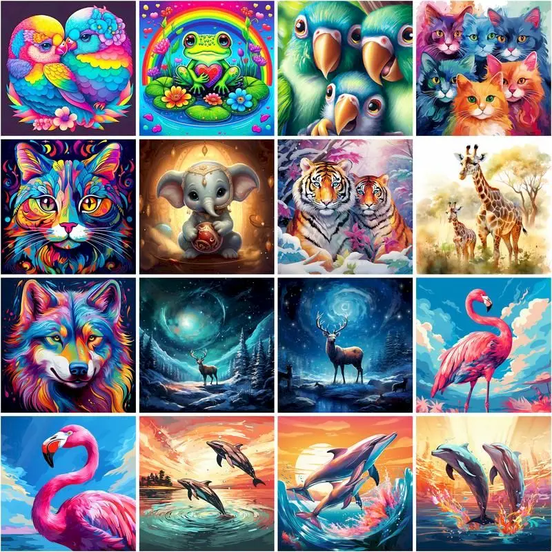 

CHENISTORY Picture By Number Elephant Parrot Flamingo Kits DIY Coloring By Numbers Bird Animal Drawing On Canvas HandPainted Dec