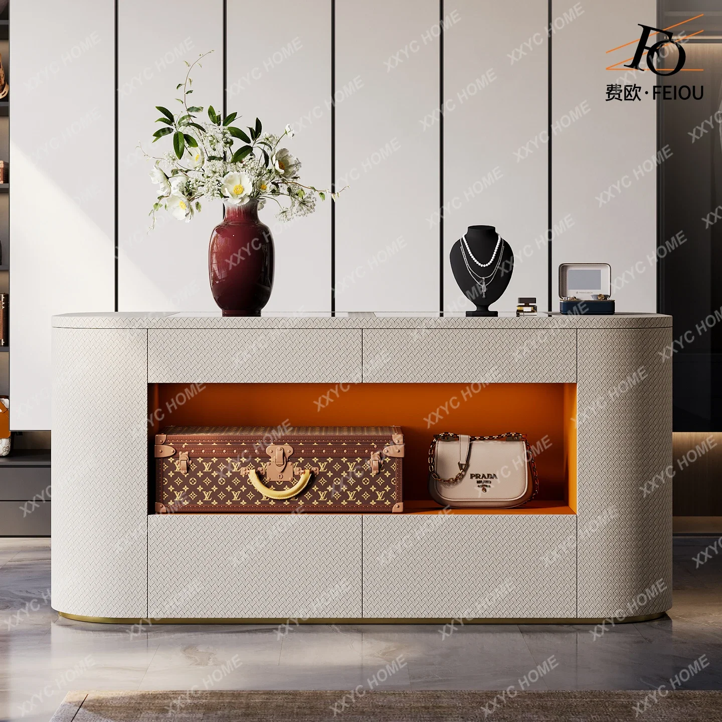 JJLight luxury floor-to-ceiling jewelry cabinet luxury house high-end drawer storage cabinet