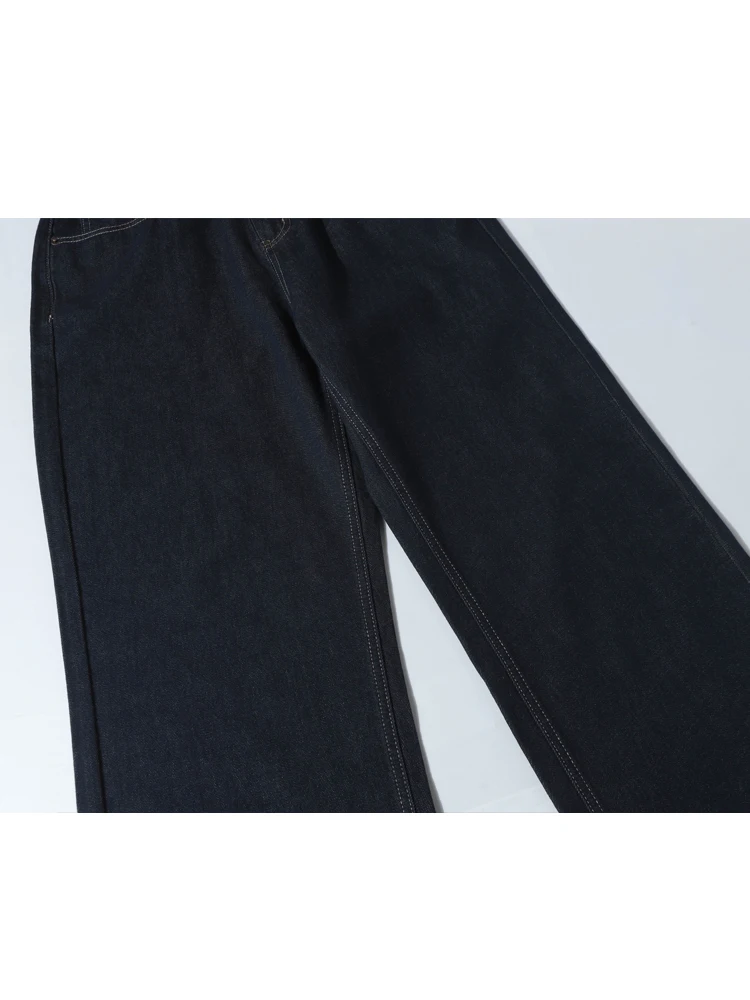 الرجعية الأمريكية الأزرق العميق الرجال الجينز عارضة شارع العليا فضفاض مستقيم الساق واسعة الساق السراويل ارتداء مقاومة الشباب Faion