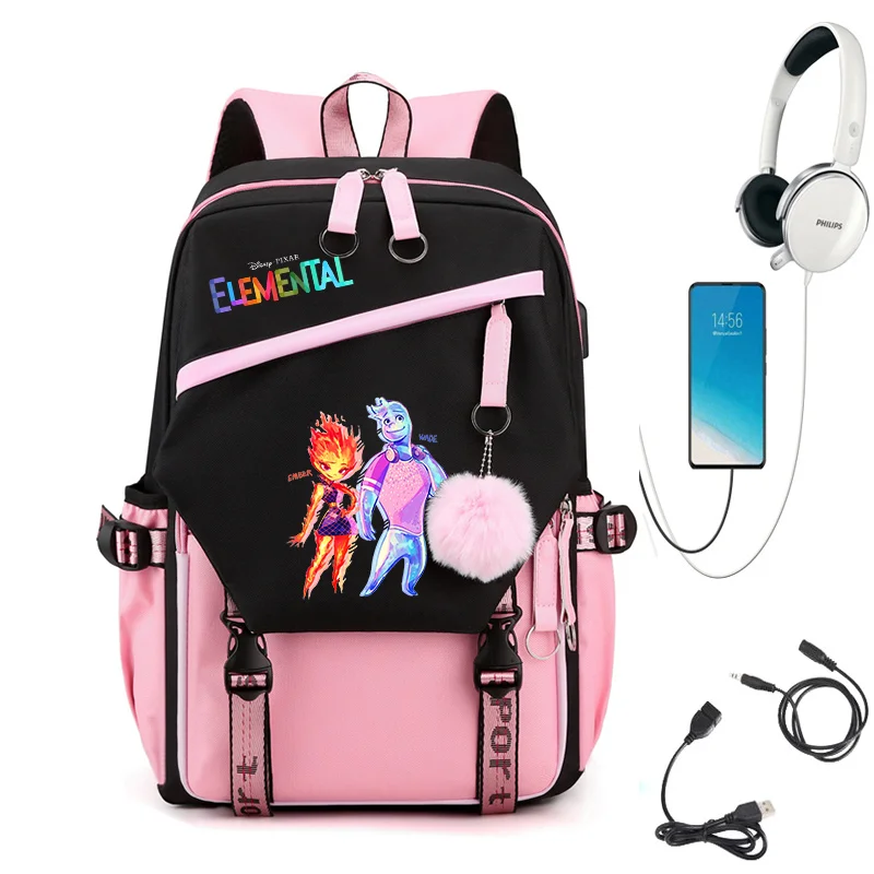 

Disney Elemental Backpack for Girls Boys Teenager Children Rucksack Men Women Casual School Bags USB Charging Backpacks