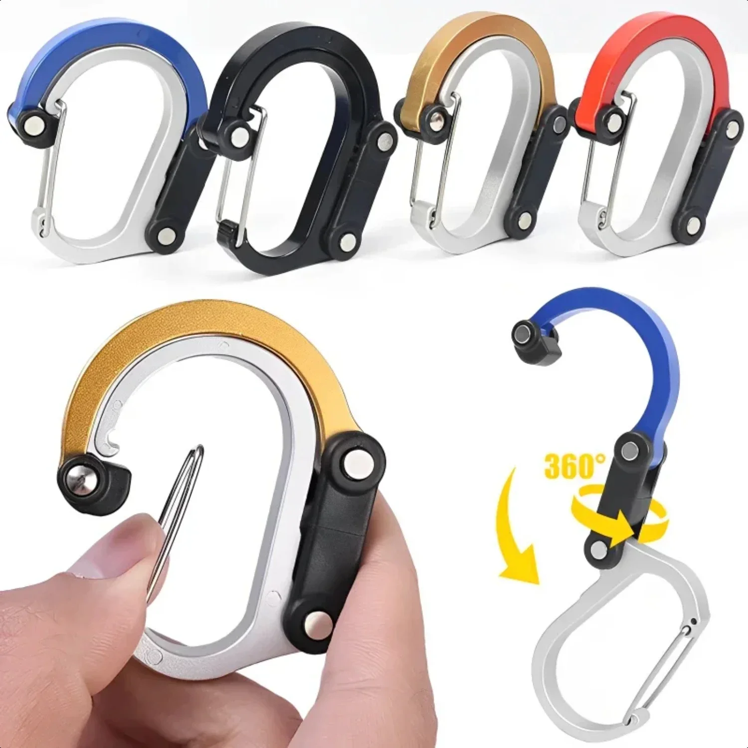 

Hybrid Gear Clips Multi- Swivel Buckle D-Type Carabiner Non-Locking Strong Clip Camping Fishing Hiking Travel Outing