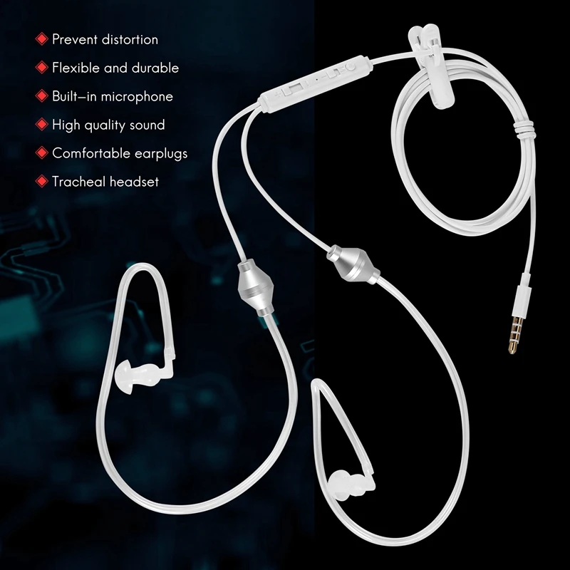 3.5Mm Stereo Air Tube Wired Earphone Anti-Radiation Binaural Headsets Noise Isolating Earbuds Micr For Mobilephone