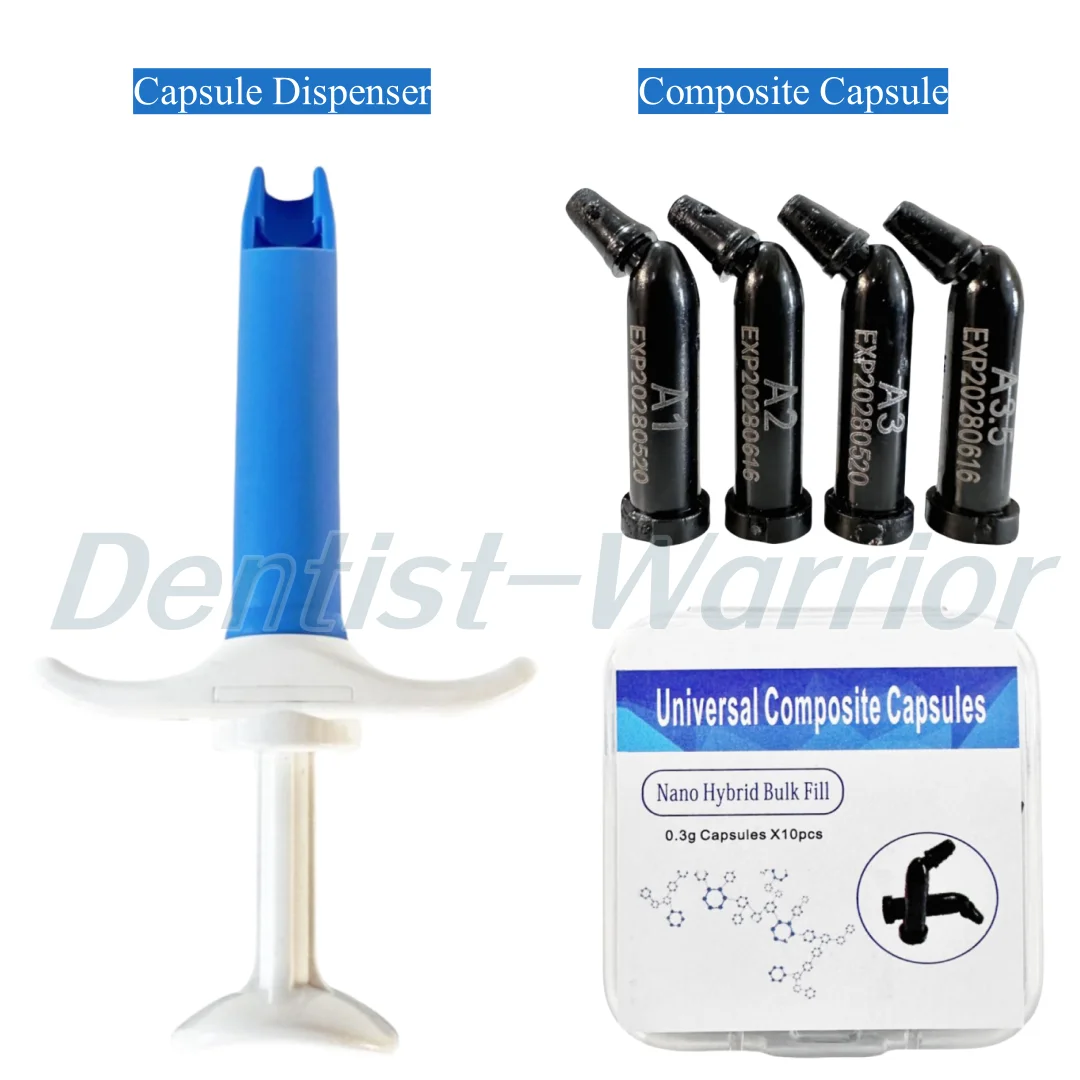 Dental Unidose Capsules Composite Resin Light Cure Capsule Shade 0.3g/Pcs A1/A2/A3/A3.5 Capsule Dispenser