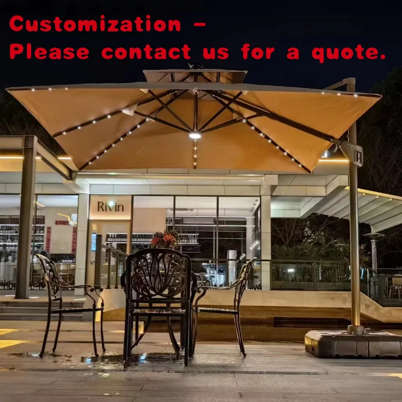 

custom.Waterproof Parasols Umbrellas Aluminium Beach Outdoor Roman Cafe with Light