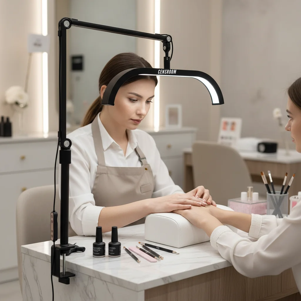 LED Nail Lamp Eyelash Light Arch Manicure Tables Light with Clamp 360° Rotatable Eyebrow Tattoo Beauty Salon Ring Fill Light