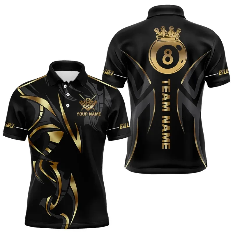 Fashion Billiards Graphic Polo Shirts For Men Custom Name 3D Printed Short Sleeve Polo Shirt Casual Loose Breathable Sports Tees