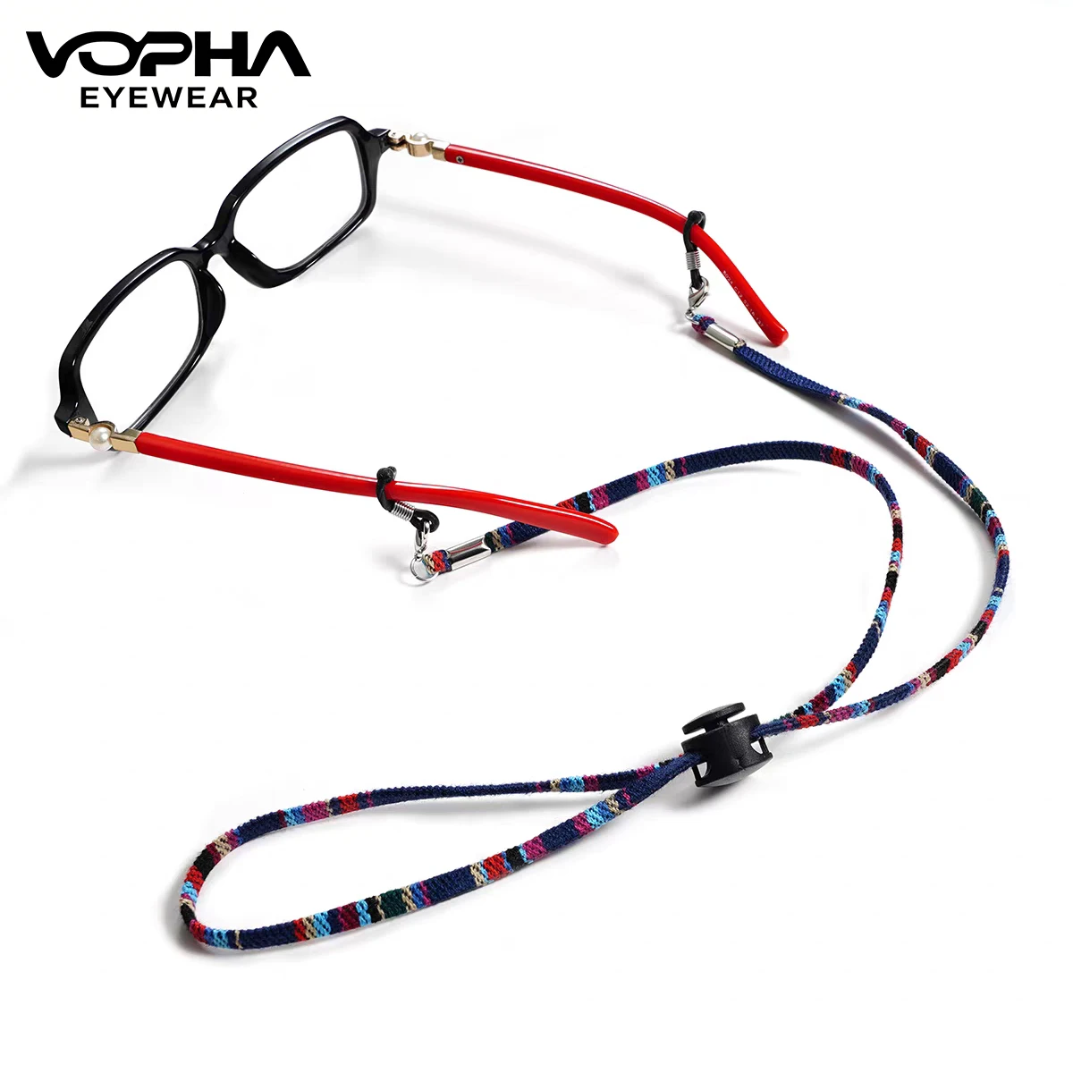 5mm Flat Cotton Colorful Ethnic Style Anti-Slip Glasses Chain — Decorative Eyeglass Strap / Neck Cord PS05