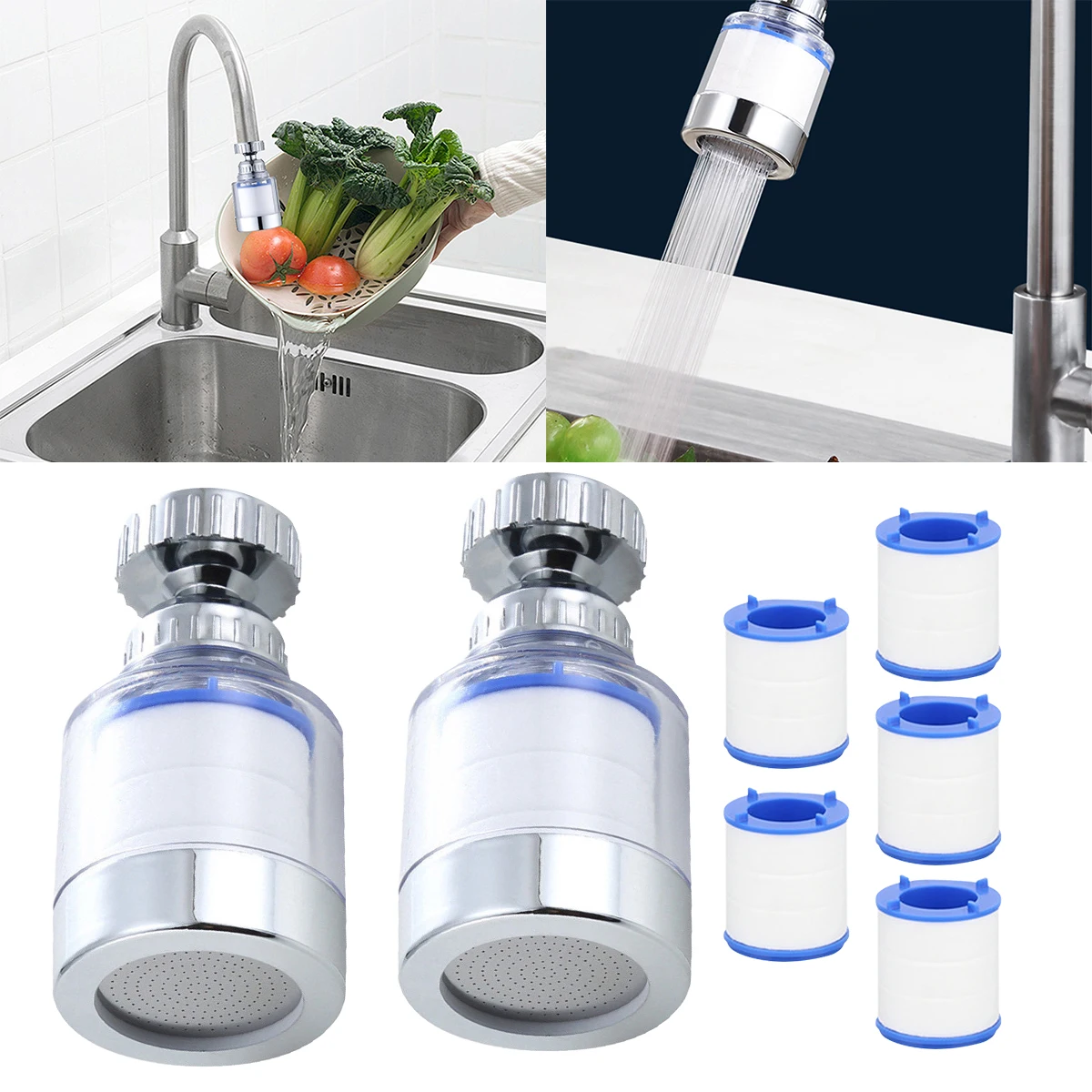 

Popular Faucet Filter Element Purifier Sprayer Head Household Water Purifier Filter Shower Remove 360° Chlorine Metal Filtered