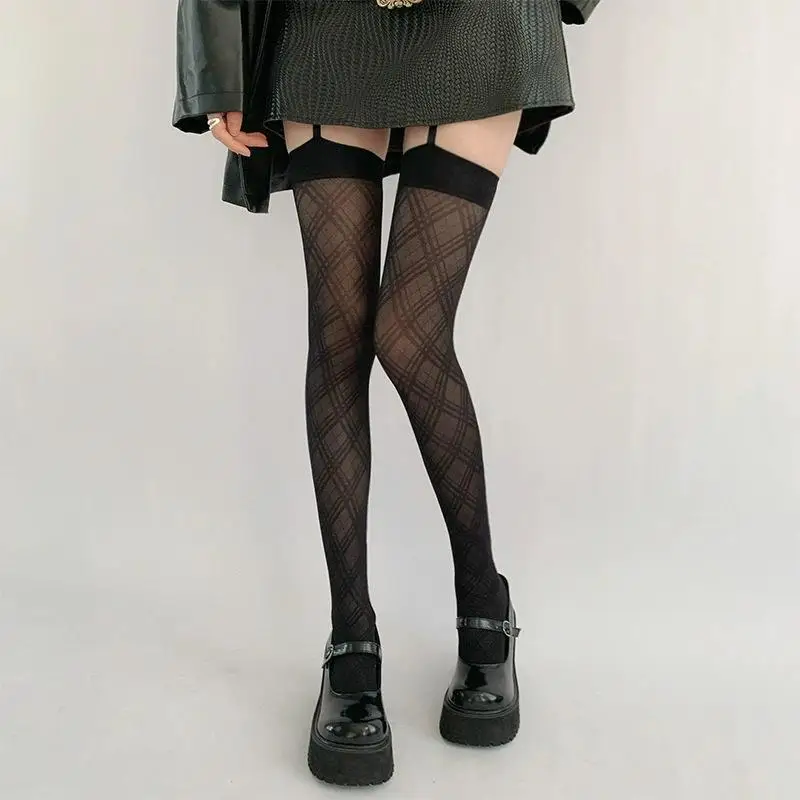 جوارب داخلية عالية الشفافية باللون الأسود للنساء؛ جوارب طويلة عصرية للحفلات والملابس اليومية