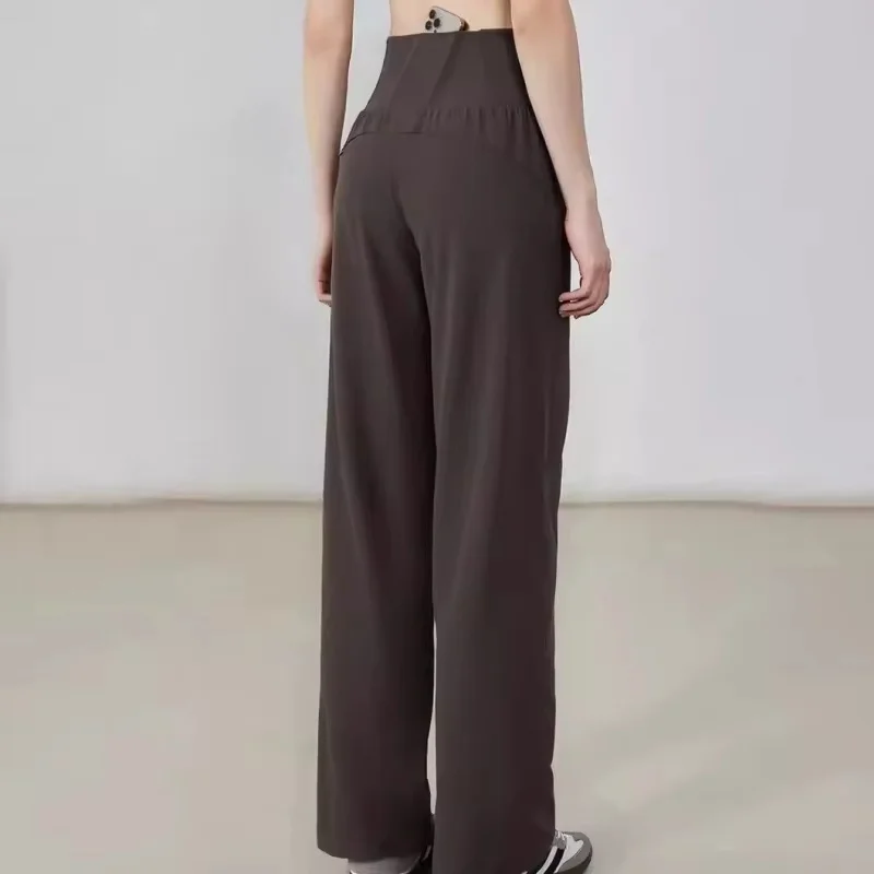 Women High Waist Wide Leg Yoga Pants Naked Feeling Tummy Control Draped Quick Dry Gym Casual Activewear