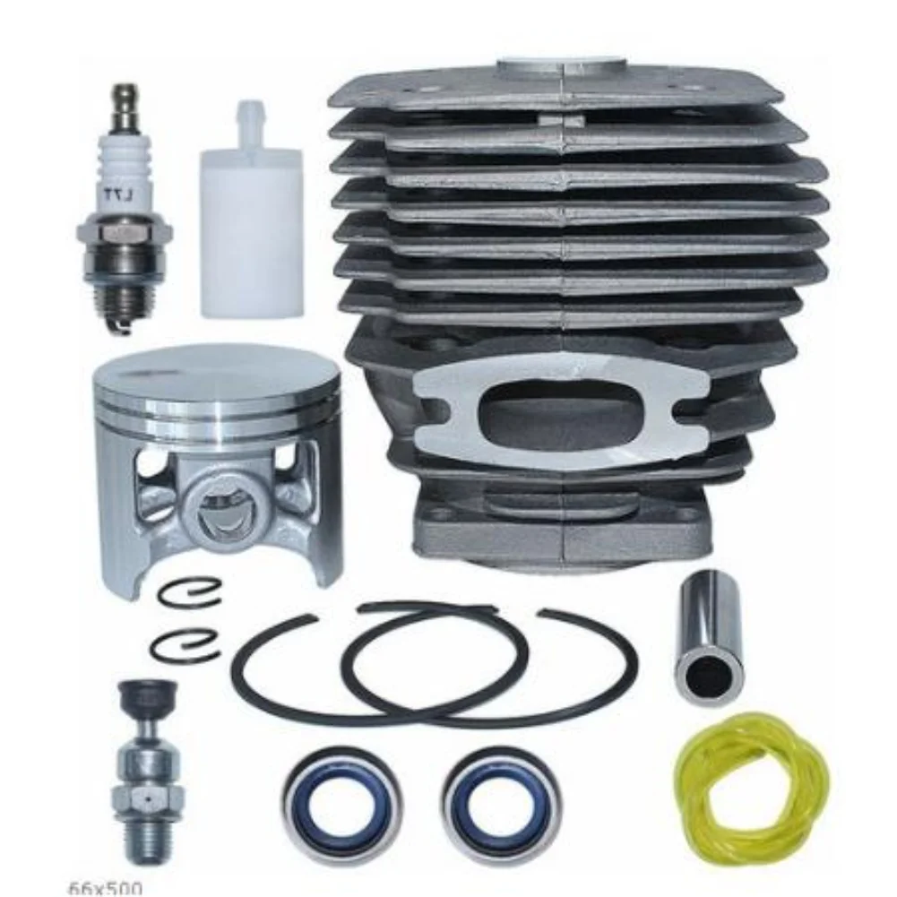 H395 Chainsaw Cylinder Set 56mm Bore Aluminum Alloy Engine Assembly With For Piston Gaskets Exhaust Pads For H395XP Replacement