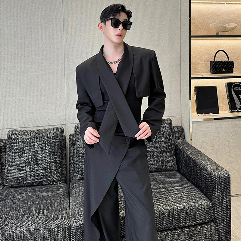 LUZHEN Asymmetric Design Multifunctional Fashion Suit Jackets Two-piece Sets Men\'s Trendy Elegant Street Straight Pants LZ25760