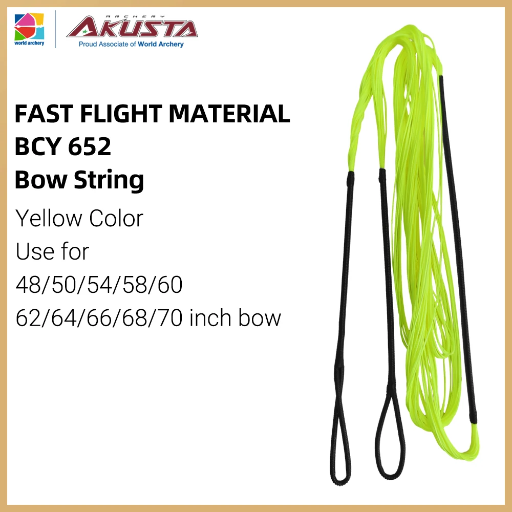 Akusta Recurve Bow Fast Flight Material BCY 652 Bow String16 Strands Yellow For 48-70 Inch Bow