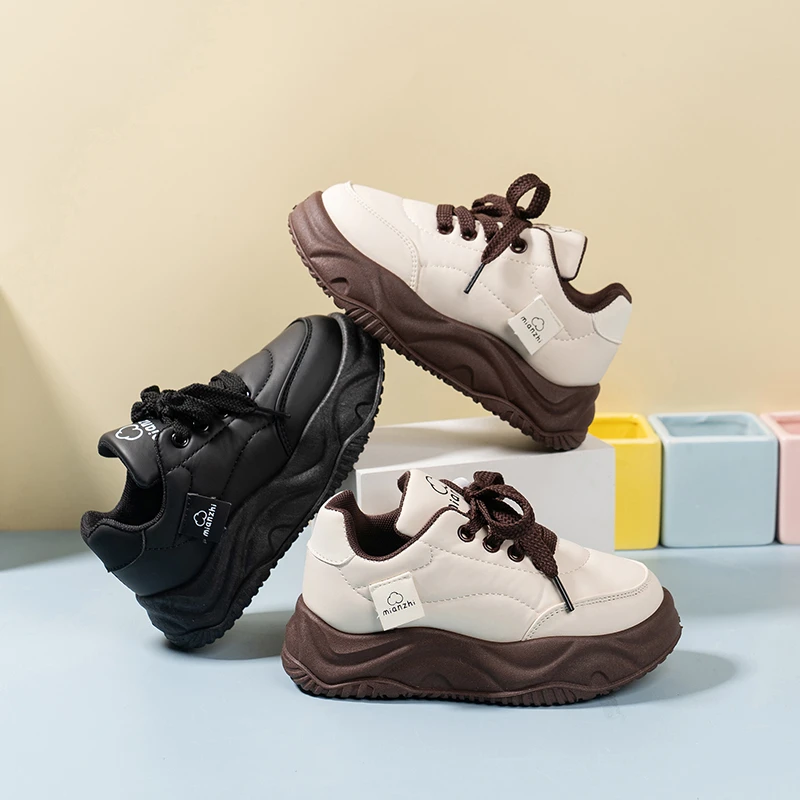 

Детские повседневные кроссовки для детей 4–18 лет, кожаные туфли для мальчиков и девочек, четыре сезона, мягкие детские одинарные туфли с нескользящей подкладкой