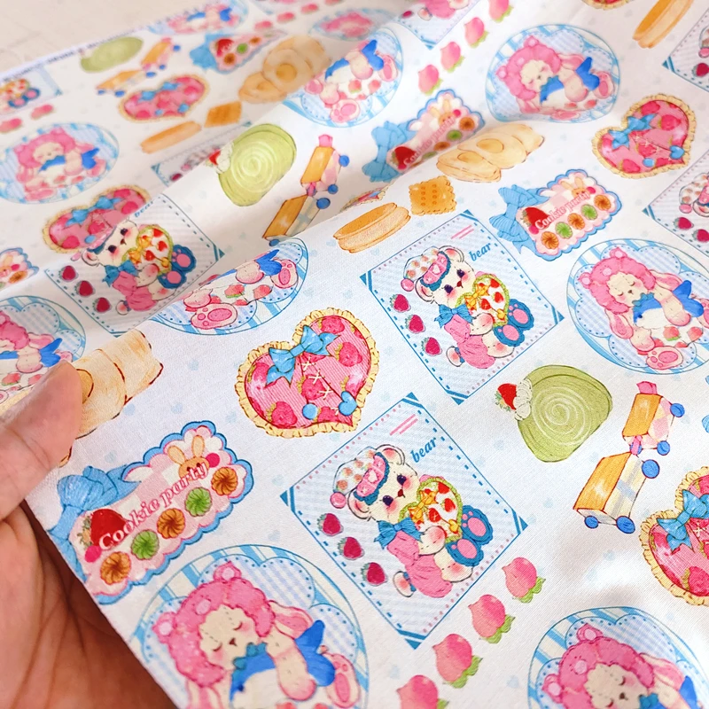 Cotton 20 Count Cute Cartoon Painting Digital Cotton Fabric Handmade Clothing Background DIY Decorative Cloth