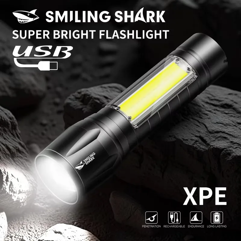 SMILING SHARK SD-611 Mini COB Work Light USB‑C Rechargeable 3‑Modes Waterproof Flashlight for Camping Outdoor
