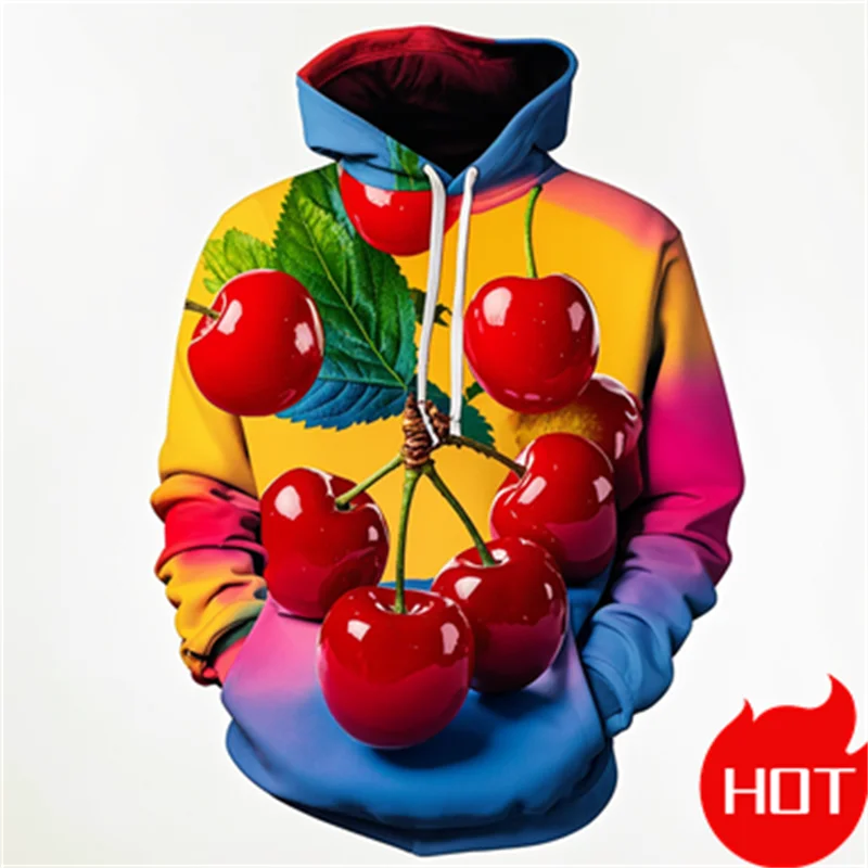 Winter New 3D Fruit Cherry Printing Hoodies For Men Women Funny Streetwear New In Hoodies & Sweatshirts Unisex Fashion Clothing