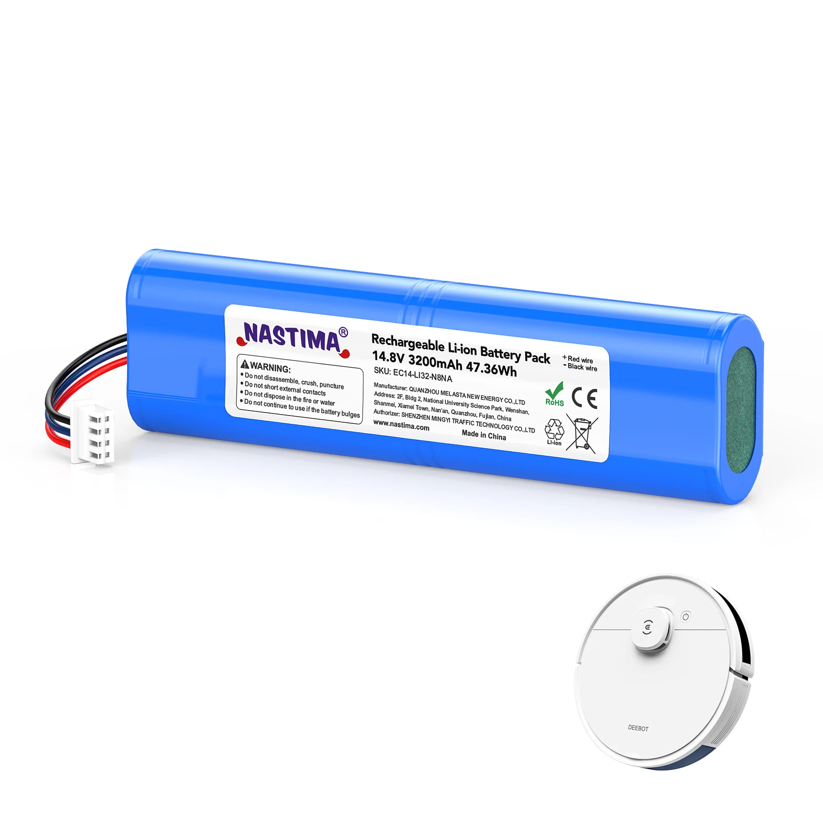Sparkole 14.4V Li-ion Replacement Battery For Ecovacs Deebot Ozmo 900 901 905 920 930 937 N8 Pro Robot Vacuum Cleaner Battery