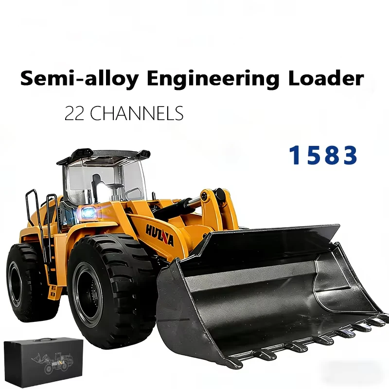 HUINA 1583 1/14 22-Channel RC Bulldozer Semi-Alloy Remote Control Loader Excavator Engineering Vehicle Forklift Model Toy Gift