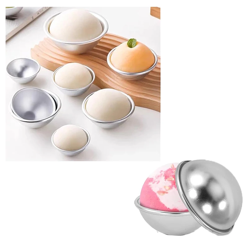 6 Teile/satz Halbkreis Kugel Bad Formen Aluminium Legierung Ball Kugel Kuchen Backform für DIY Machen Liefert Gebäck Form – Detail 6