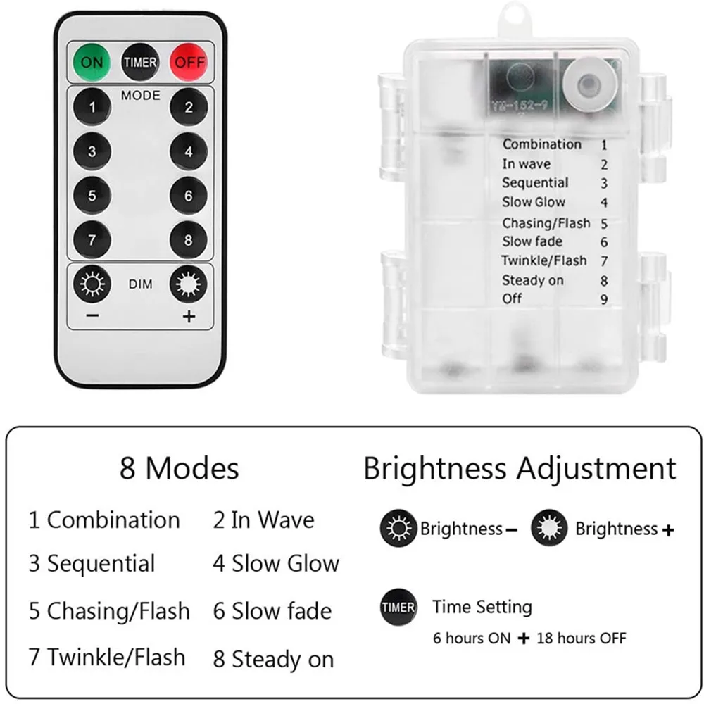 13 tasti telecomando tubo filo di rame lampada scatola batteria filo di rame tubo dell'acqua stringa decorazione luce lanterna vacanza natale