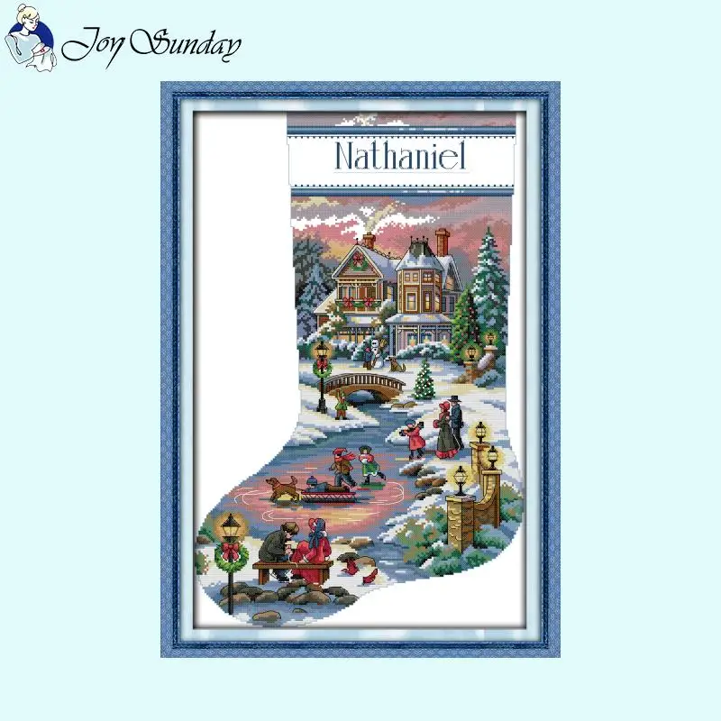 Joy Sunday Christmas Stocking Series Zestaw do haftu krzyżykowego DIY Cartoon Pattern 14ct 11ct 16ct Zestaw do haftu na płótnie Home Decor