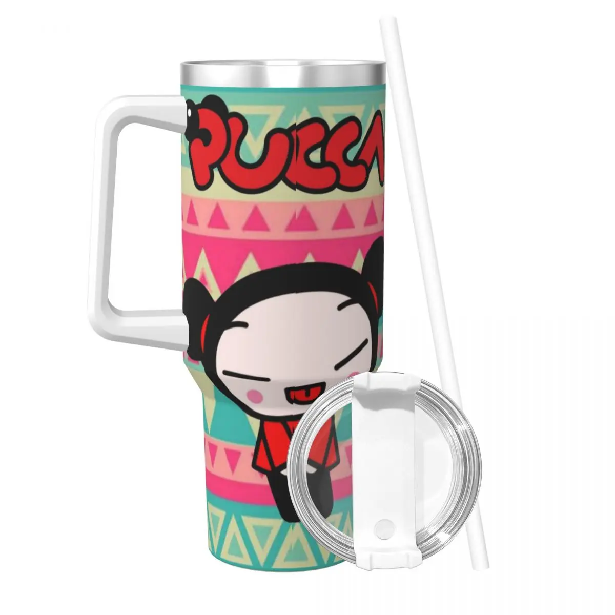 Pucca 40 Oz Ultimate Tumbler with Handle and Straw Vacuum Insulated Tumbler