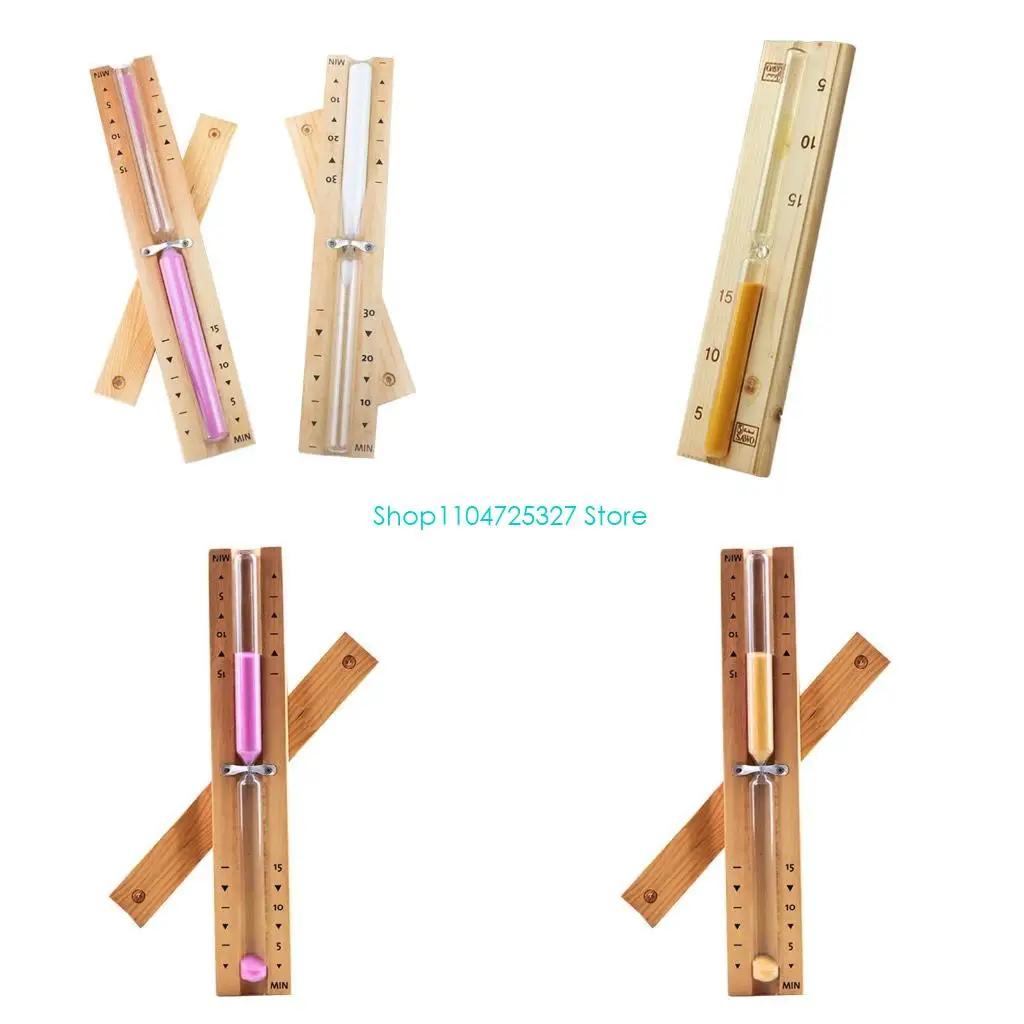 D8KF Wooden Sauna Hourglass Wall Mounted Rotating 15mins Clock Timer