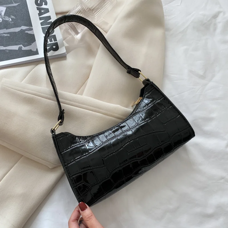 Moda sacos de couro do plutônio para as mulheres jacaré padrão axila bolsa feminina pequena axilas saco do mensageiro bolsa ombro bolsas