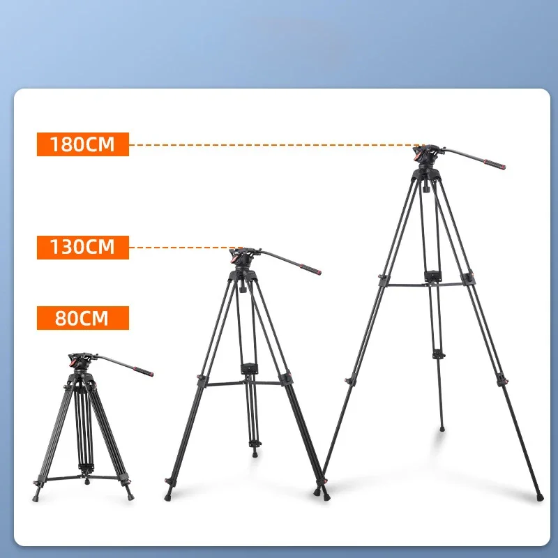 กล้องวิดีโอกิมบอลขาตั้งกล้องอะลูมินัมอัลลอย180ซม. แบบมืออาชีพพร้อมหัวแรงลากจากของเหลวสำหรับขาตั้งกล้อง dslr/slr
