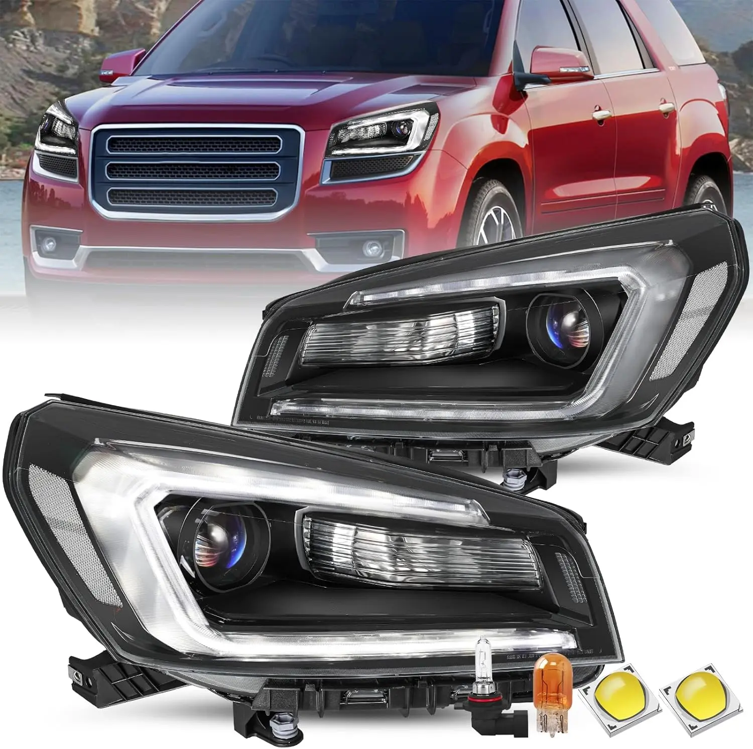 

Галогенная фара в сборе для проектора GMC Acadia 2013-2016 гг., светодиодная трубка, заводская фара в стиле OE, сторона водителя и пассажира, черная H