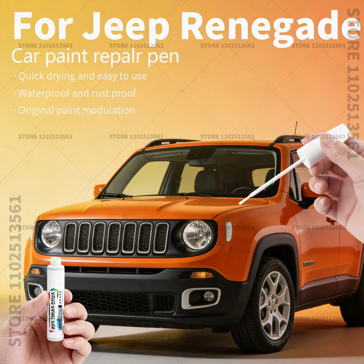 قلم إصلاح الطلاء اللمس حتى مزيل الخدوش لتقوم بها بنفسك اكسسوارات السيارات أسود أبيض أصفر برتقالي أرجواني لسيارة Jeep Renegade 2014-2025 BU