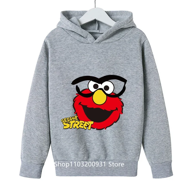 2024 Autumn New Sesame Street Hoodie Kids Knitted Sweatshirts Baby Girls Cartoon Pullover Clothes Boys Hoody Outerwear