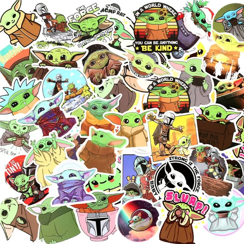 50pcs Mandalorian Yoda Baby Graffiti Sticker Water Cup Suitcase Laptop Mobile Phone Stationery Decorative Sticker