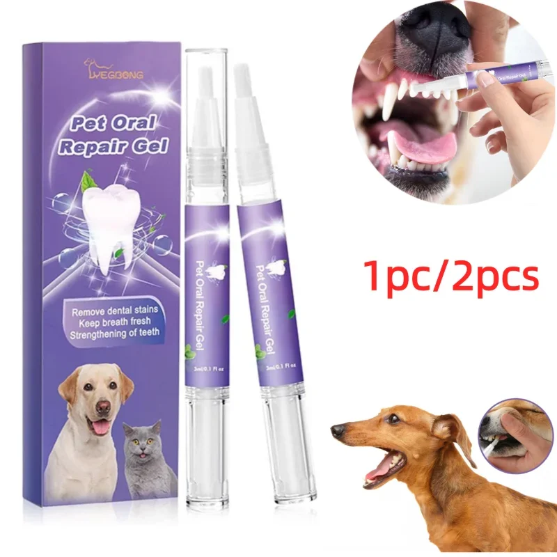 1/2PCS Pet Teeth Cleaning Tools Pet Grooming Toothbrush Cleaning Kit Tartar Remover Tartar Scraper Dog Dental Stain Cleaning Pen