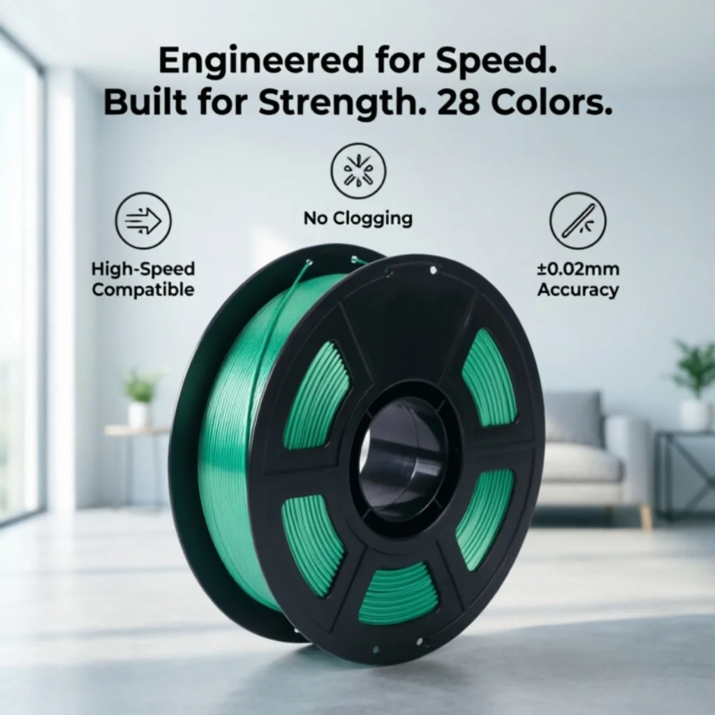 

Незапутывающийся PETG-филамент, катушка 1 кг, 1,75 мм для плавной высокоскоростной 3D-печати - 28 цветов, без засоров, с низкой усадкой, для FDM-печати