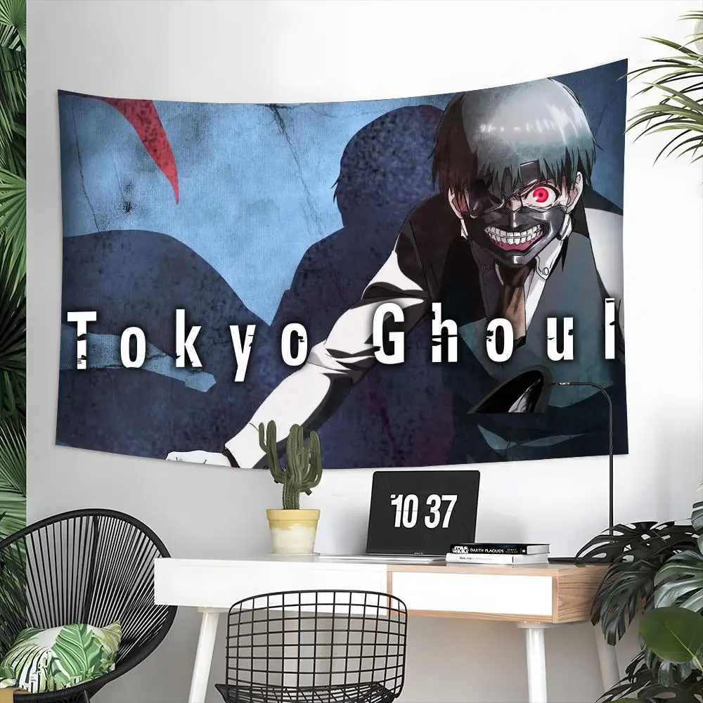 Classic Anime T-Tokyo Ghoul Tapestry Aesthetic Wall Hanging Decor Microfiber Fabric Art for Bedroom Living Room Home