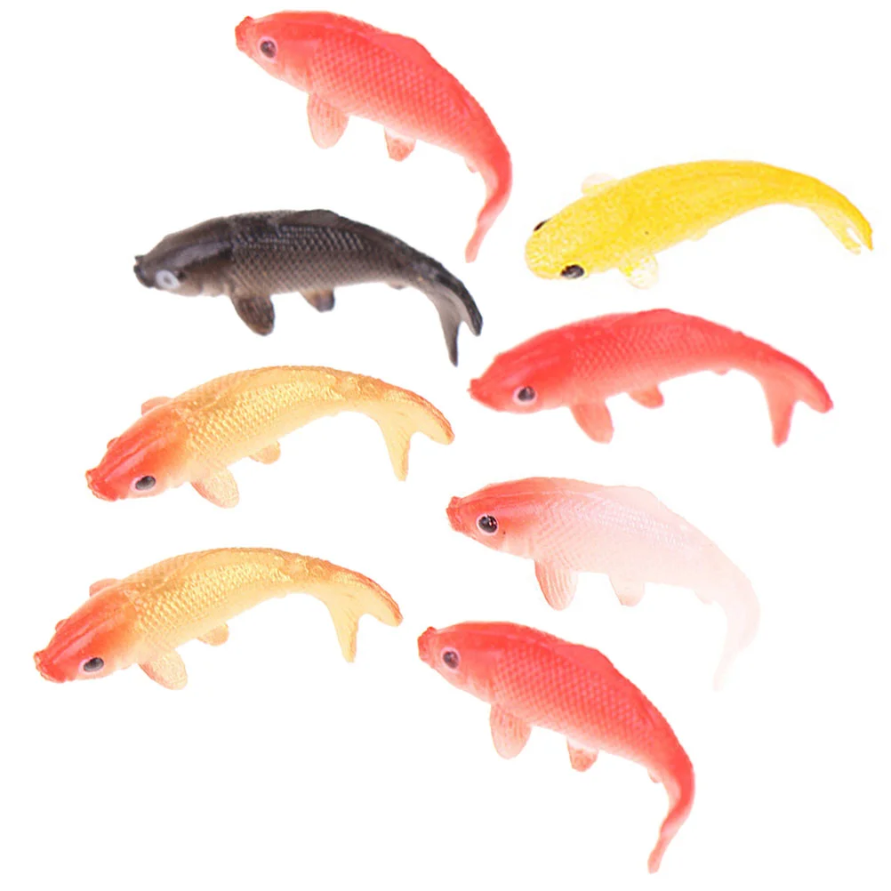 8 Pcs Mini Goldfish Figures Simulated Koi Model Miniature Tank Decor Carp Scene Accessory